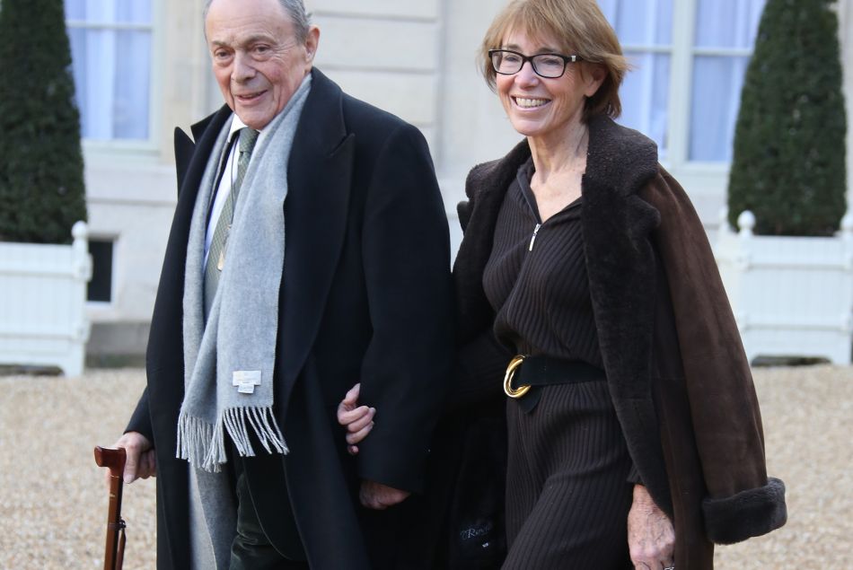 Michel Rocard et sa femme Sylvie - Réunion à l'Élysée avec les chefs d'État et de gouvernement étrangers et les hommes politiques français avant le début de la marche républicaine à Paris le 11 janvier 2015