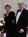 Michel Rocard et sa femme Sylvie Rocard - Dîner d'état en l'honneur de la reine d'Angleterre donné par le président français au palais de l'Elysée à Paris, le 6 juin 2014, pendant la visite d'état de la reine après les commémorations du 70ème anniversaire du débarquement.
