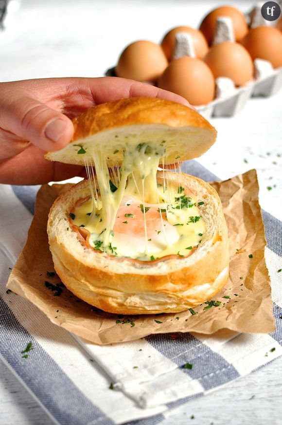 La recette du bol de pain au jambon, oeuf et fromage