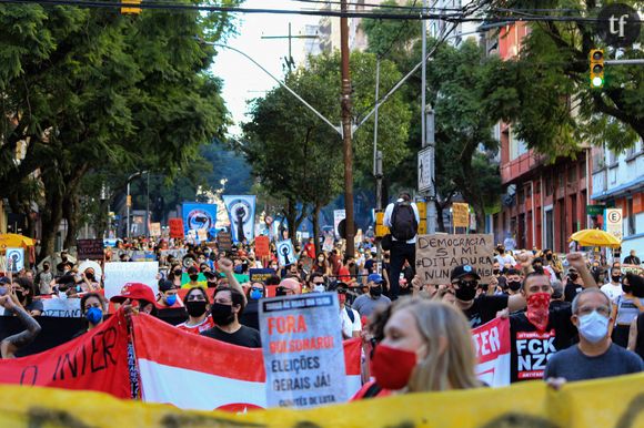 Mobilisation antiraciste et contre Jair Bolsonaro, à Porto Alegre, le 7 juin 2020.