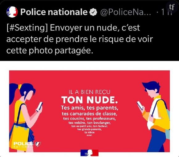 Le tweet déplorable de la Police nationale sur le revenge porn.