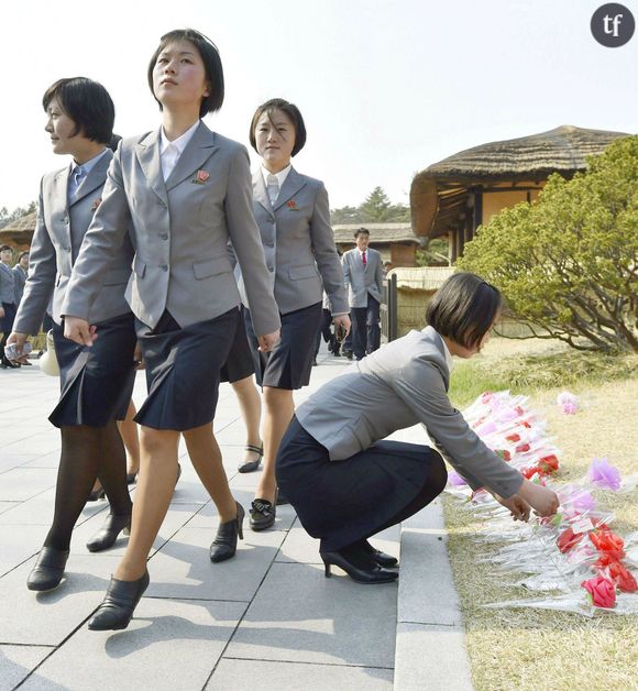 Des étudiantes nord-coréennes à Mangyongdae dans la banlieue de Pyongyang