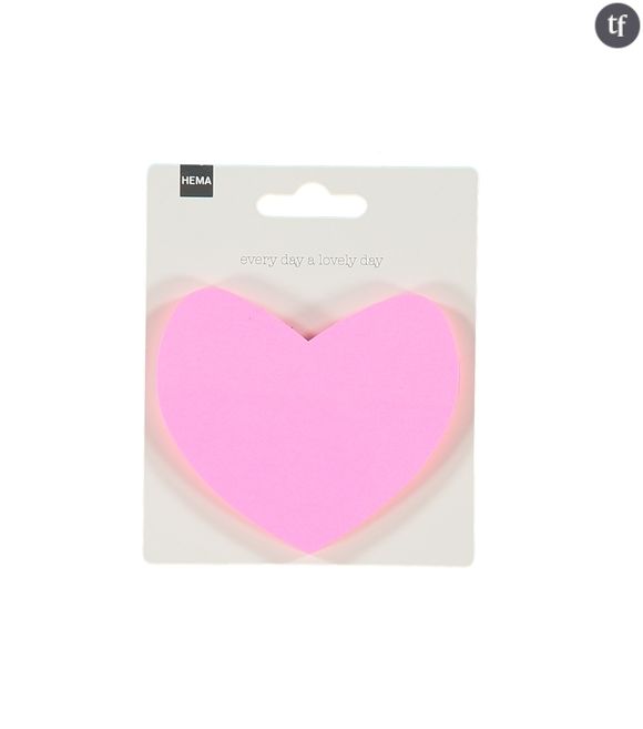 Post-it en forme de coeurs, 75 centimes chez Hema