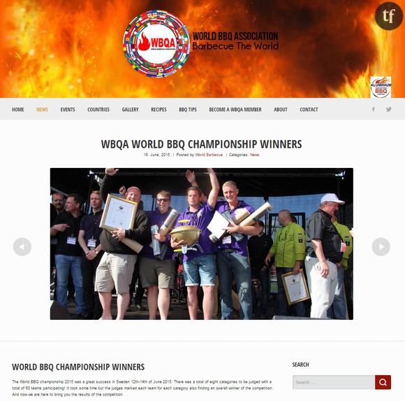 Capture écran du site officiel de la "World BBQ Association"