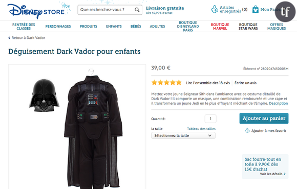 Costume Dark Vador pour enfants.