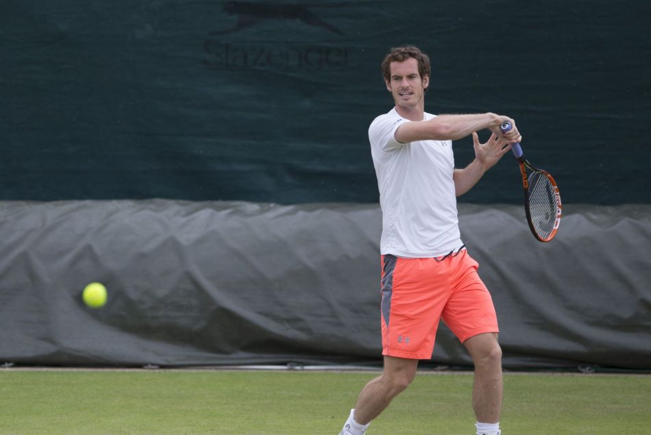Andy Murray lors de l'entraînement au tournoi de tennis de Wimbledon à Londres, le 28 juin dernier
