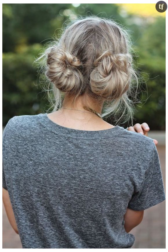 Coiffure bohème : double buns