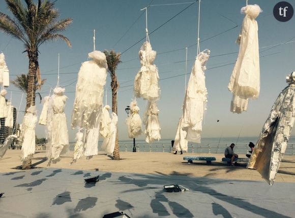 Une installation macabre pour protester contre la loi du viol au Liban