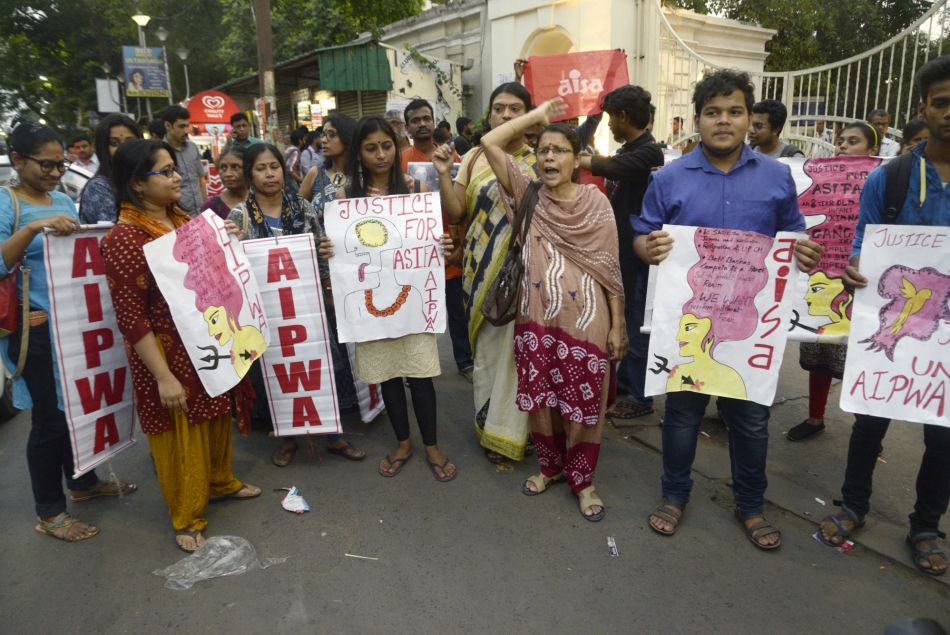 Manifestation en soutien à Asifa Bano, dans la ville de Calcutta, en Inde, 13 avril 2018.