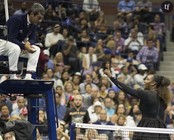 Serean Williams et Carlos Ramos lors de la finale de l'US Open