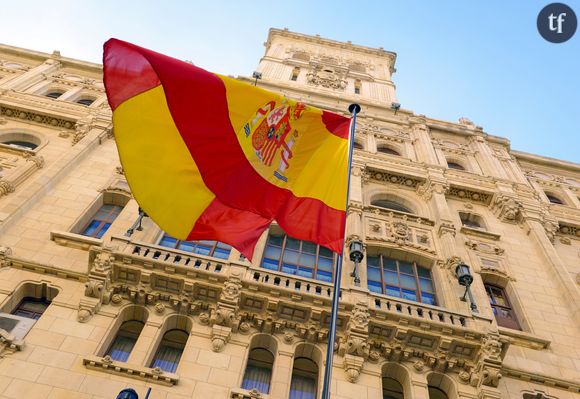 Un drapeau espagnol à Madrid.