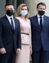 Emmanuel Macron et Brigitte Macron reçoivent le président ukrainien, Volodymyr Zelensky et sa femme Olena Volodymyrivna Zelenska pour un déjeuner de travail au palais de l'Elysée à Paris le 16 avril 2021. 