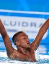 Le nageur artistique français Quentin Rakotomalala aux c hampionnats d'Europe de natation à Rome, le 14 août 2022 