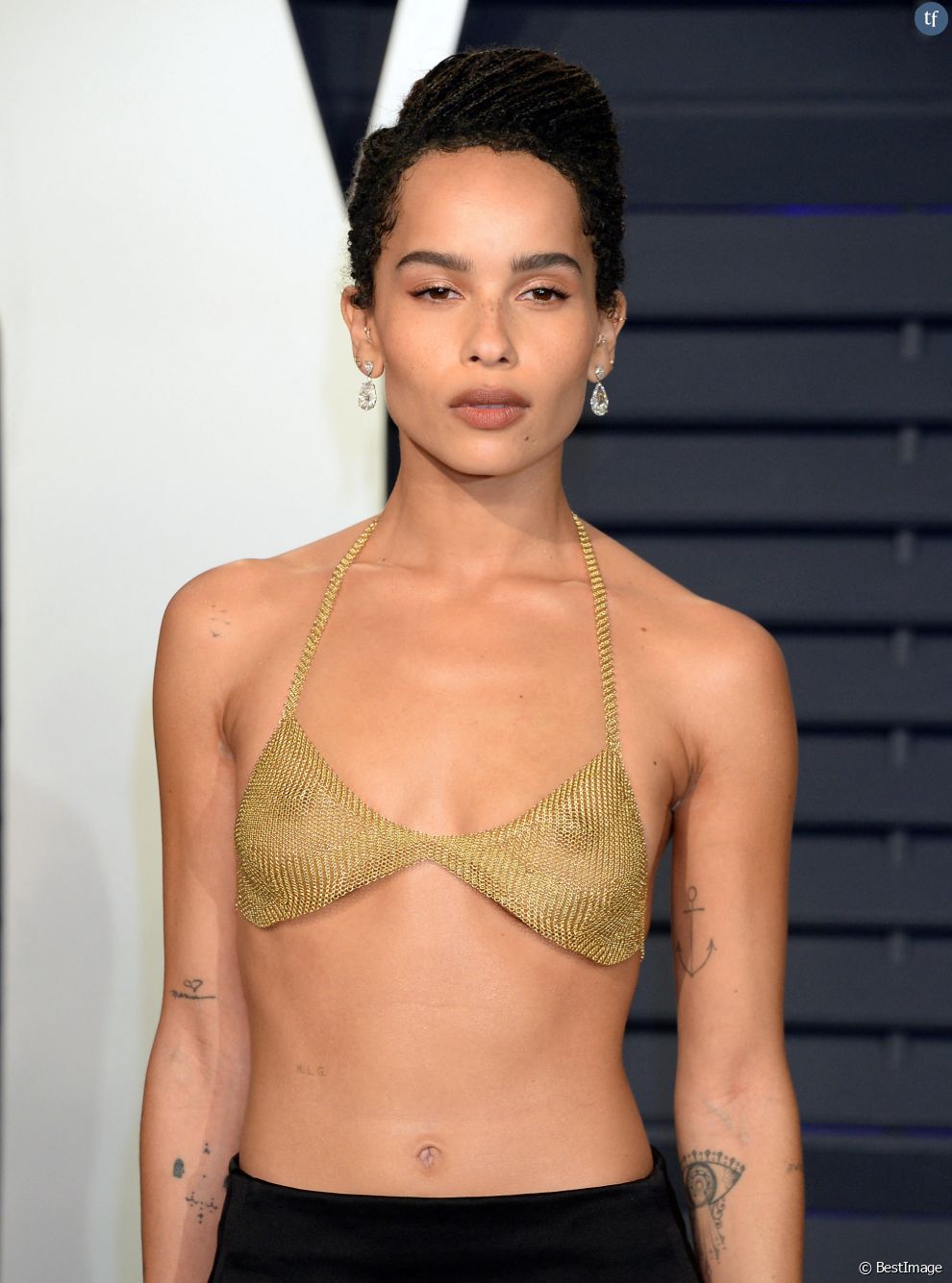  Zoe Kravitz en mode &quot;free the nipple&quot; à la soirée Vanity Fair Oscar Party à Los Angeles. Le 24 février 2019 