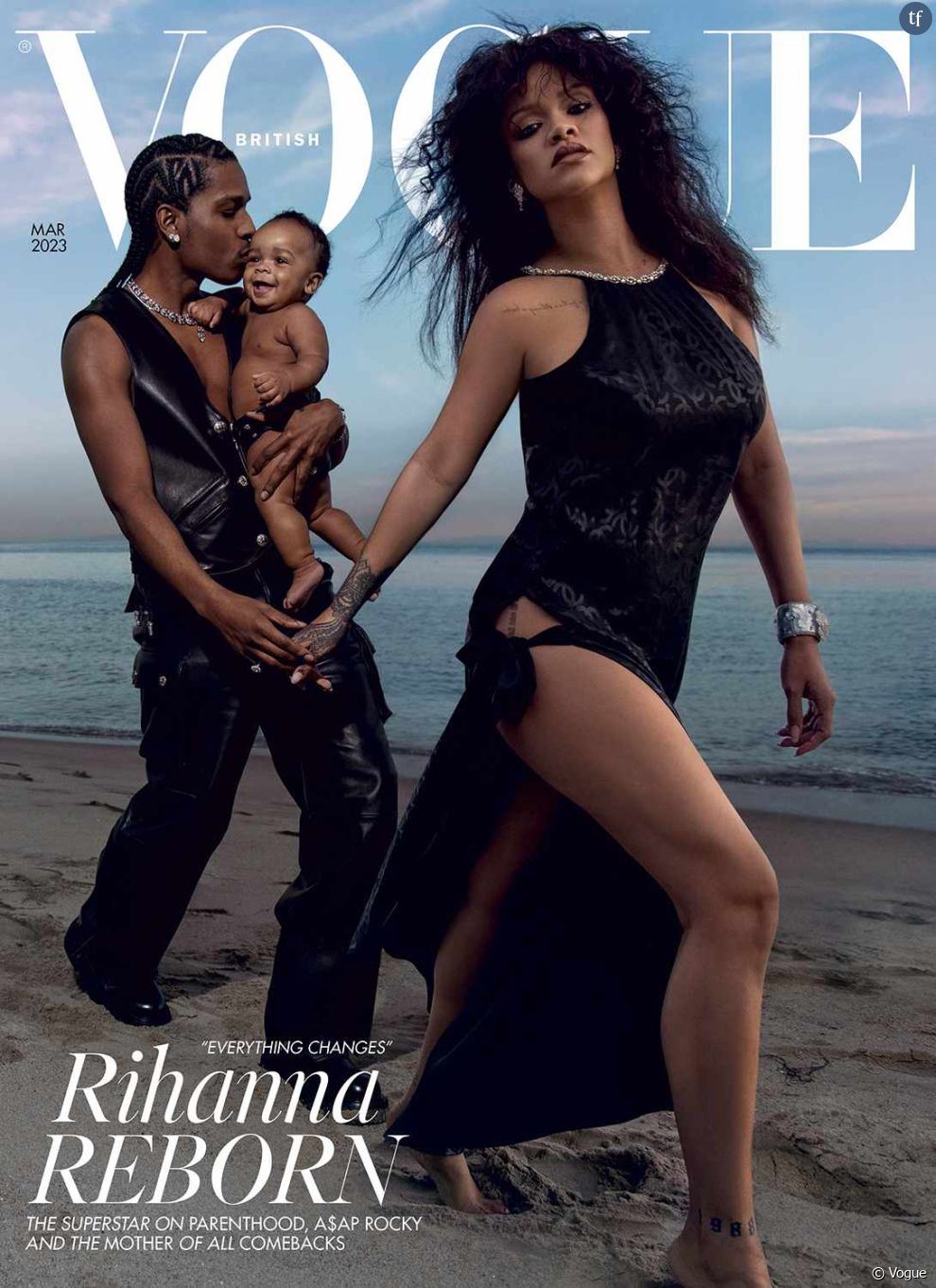 La couverture du Vogue UK avec Rihanna,  ASAP Rocky  et leur fils