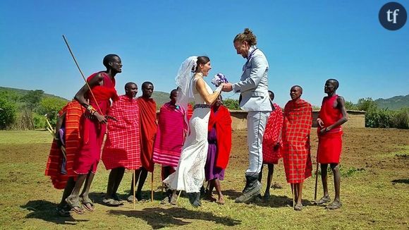 Cheetah Platt et Rhiann Woodyard lors de leur mariage au Kenya