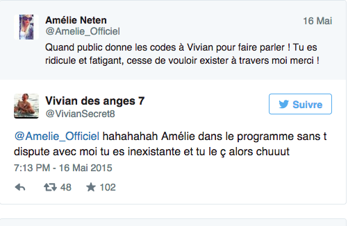 Les Anges 7 : Amélie Neten répond à Vivian sur Twitter