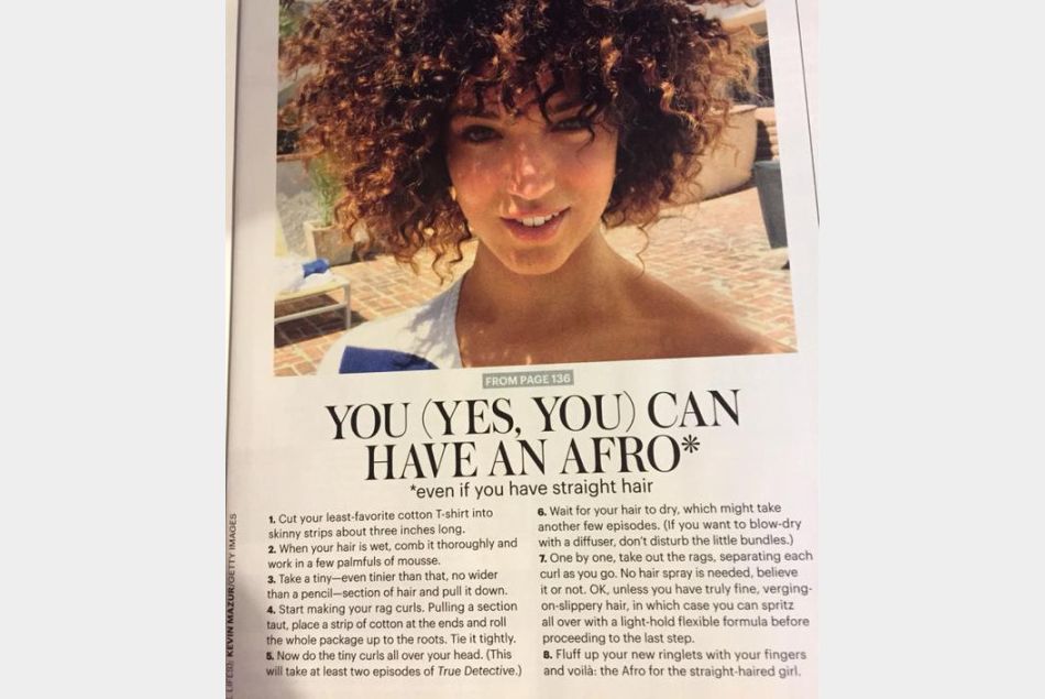 Le magazine américain "Allure" a fait l'erreur de choisir une blanche aux cheveux lisses pour illustrer un article sur la coupe afro...