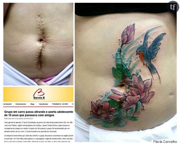 Une cicatrice recouverte par un tatouage de Flavia Carvalho