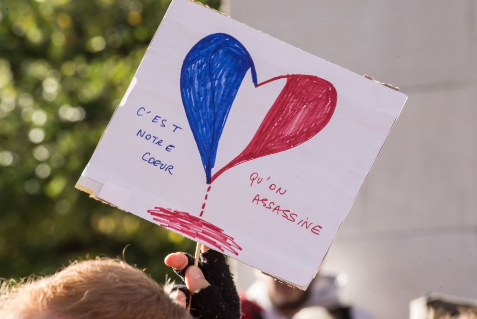 Une manifestation de solidarité avec la France à la suite des attentats du 13 novembre 2015