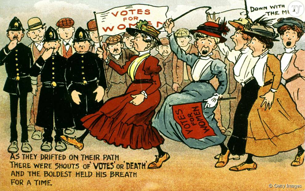 Une caricature des suffragettes anglaises