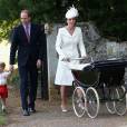 Kate Middleton, le Prince William et le Prince George, le jour du baptême de la princesse Charlotte de Cambridge en juillet dernier
