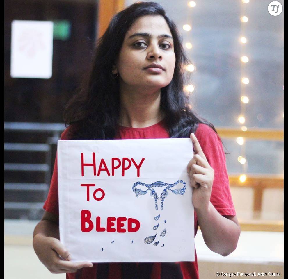 Une femme soutient la campagne #HappyToBleed