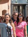 Olivier Giroud, sa femme Jennifer et leur fille Jade se baladent dans Saint-Tropez, France, le 19 juillet 2016