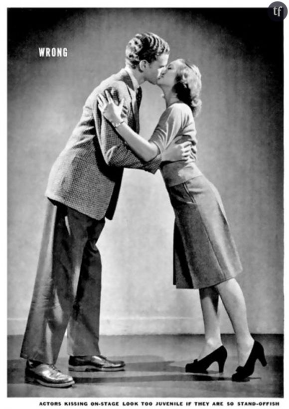 Illustration du guide du baiser parfait dans les années 40