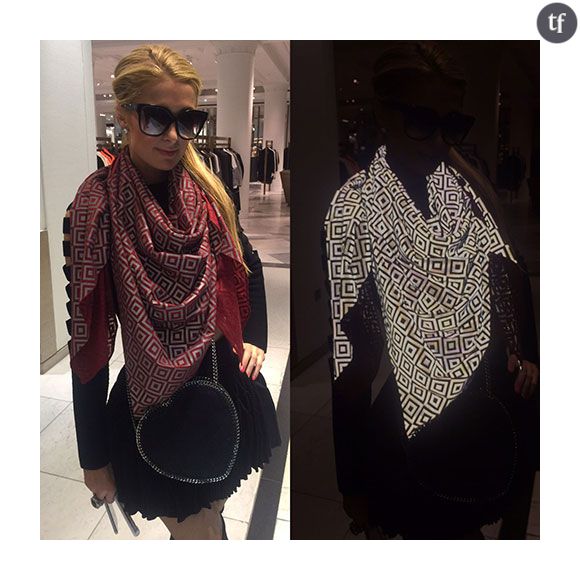 Paris Hilton, à l'abri des paparazzis grâce au foulard ISHU