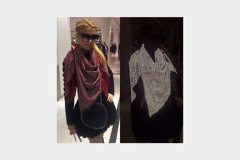 Paris Hilton, à l'abri des paparazzis grâce au foulard ISHU