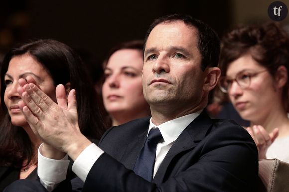 Benoît Hamon après sa victoire à la primaire de la gauche à la Mutualité, à Paris, le 5 février 