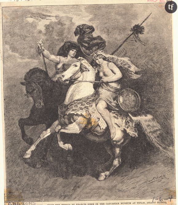 Gravure de Penthesilea, reine des Amazones.