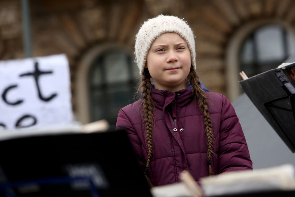 Greta Thunberg lors d'une grève pour le climat à Hambourg le 1er mars 2019
