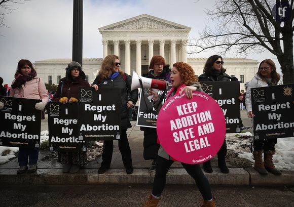 Manifestantes pro-life et pro-choice devant la Cour suprême, à Washington D. C., en janvier 2019