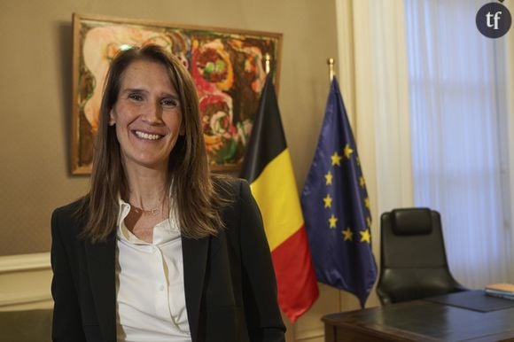 Sophie Wilmès lors de sa passation de pouvoir avec Charles Michel, à Bruxelles le 27 octobre 2019.