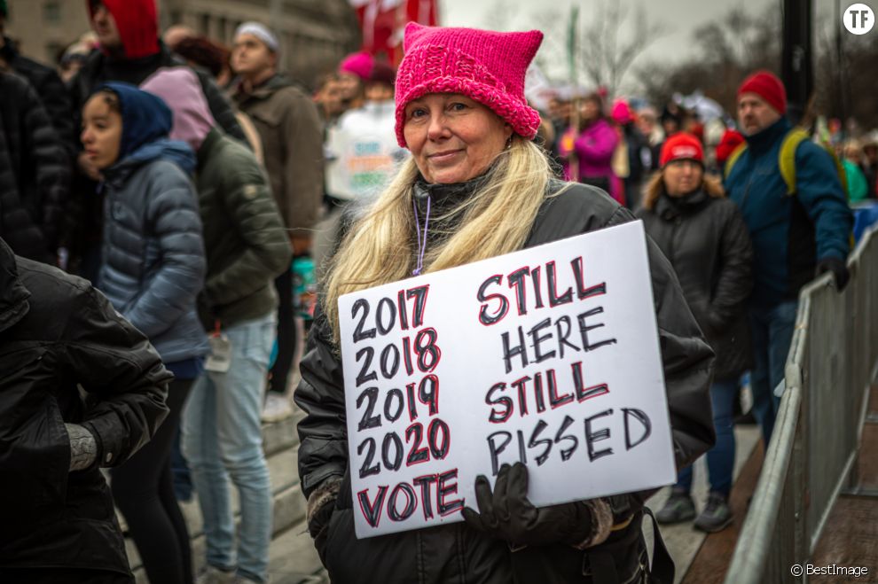 Une militante de la Women&#039;s March, à Washington.