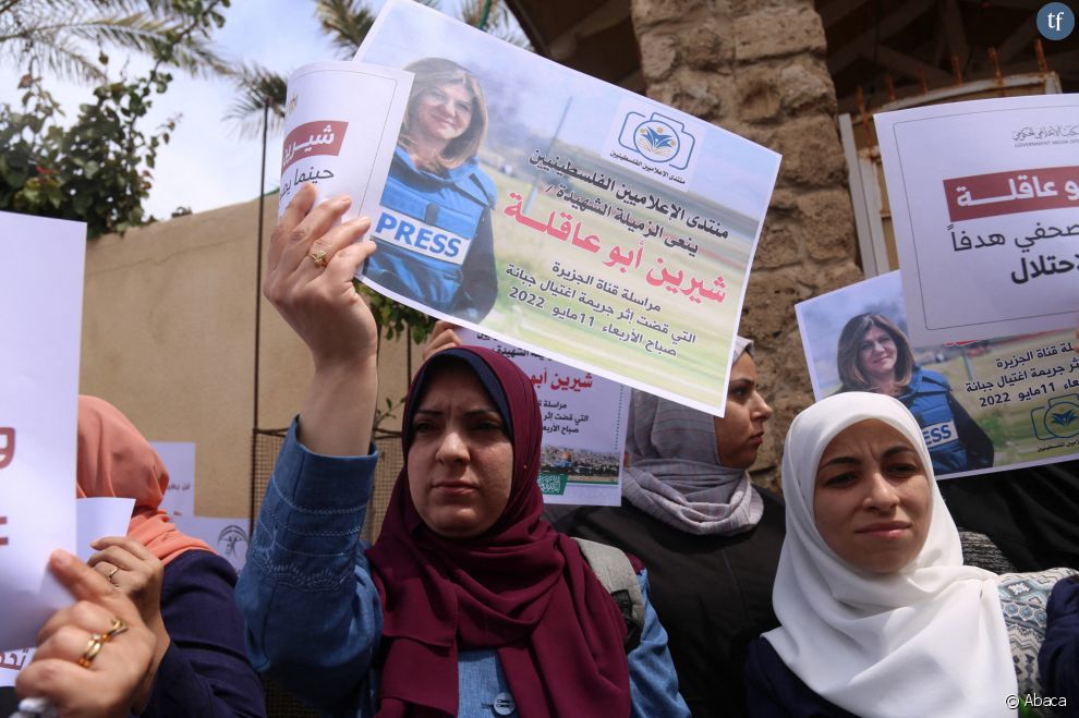  Manifestation solidaire des journalistes de Gaza après la mort de la journaliste d&#039;Al Jazeera Shireen Abu Akleh le 11 mai 2022 