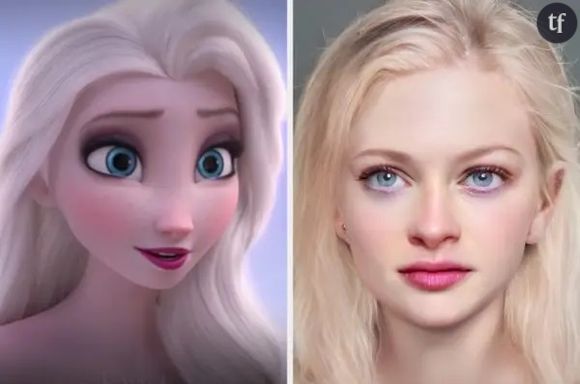 Elsa (La reine des neiges) dans la vraie vie imaginée par l'intelligence artificielle