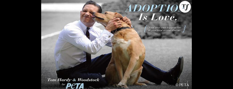 L&#039;affiche de la PETA avec Tom Hardy et son chien Woodstock