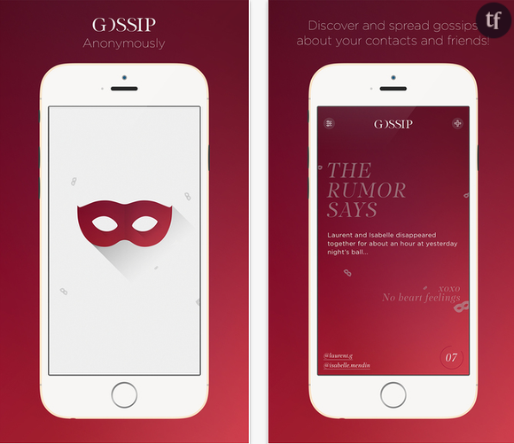 Capture écran iPhone de l'application Gossip.
