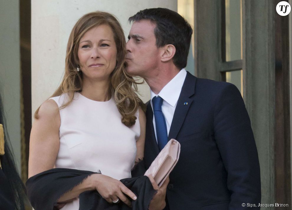 Manuel Valls et sa femme Anne Gravoin au palais de l&#039;Elysée le 8 juin 2015.