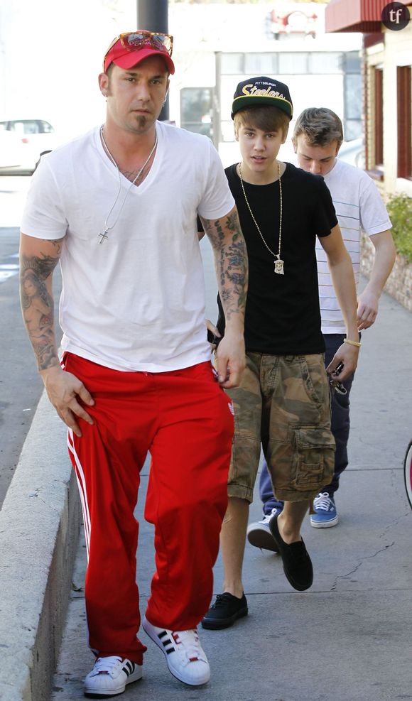 Justin Bieber et son père Jeremy en 2012