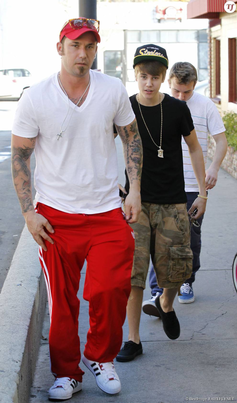 Justin Bieber et son père Jeremy en 2012