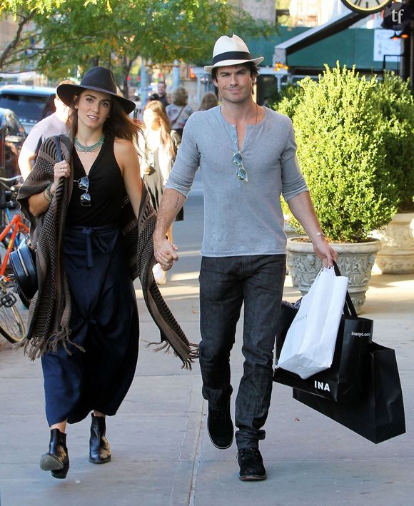 Ian Somerhalder et sa femme Nikki Reed se promènent dans les rues de New York, le 12 octobre 2015 