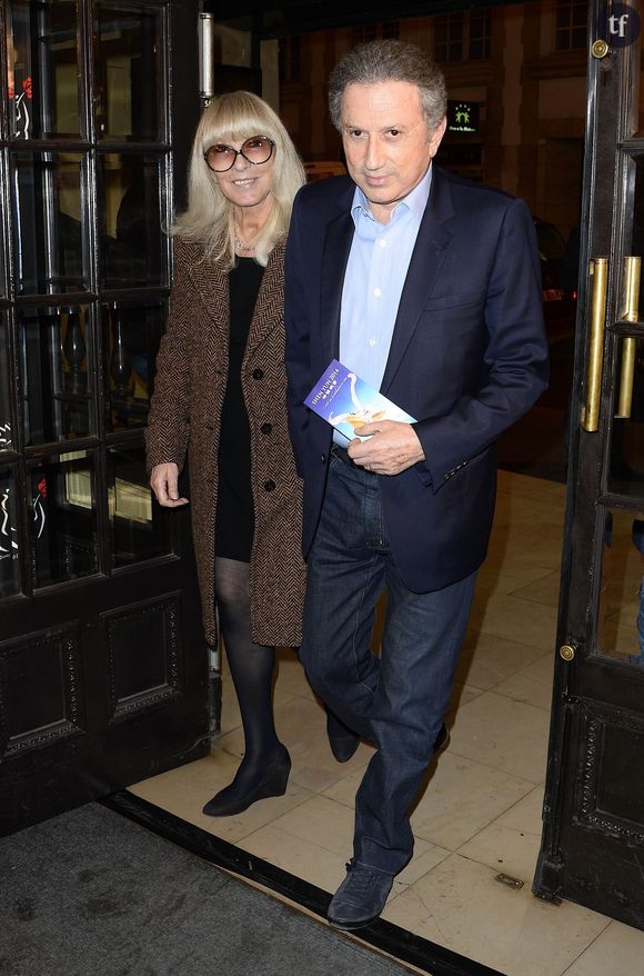 Dany Saval et son mari Michel Drucker - Première de la comédie musicale "La Belle et la Bête" avec Vincent Niclo dans le rôle de la Bête au théâtre Mogador à Paris le 20 mars 2014. 