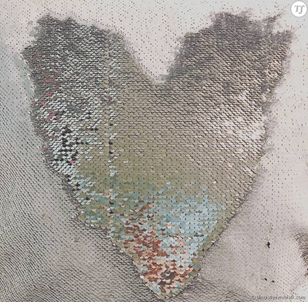 Un coussin sirène décoré d&#039;un coeur