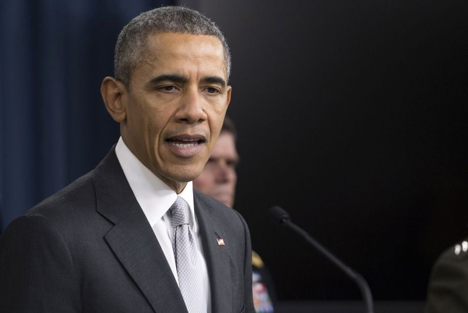  Le président des Etats-Unis Barack Obama - Réunion du Conseil National de Sécurité à propos de l'engagement contre l'État Islamique à Arlington. Le 14 décembre 2015 