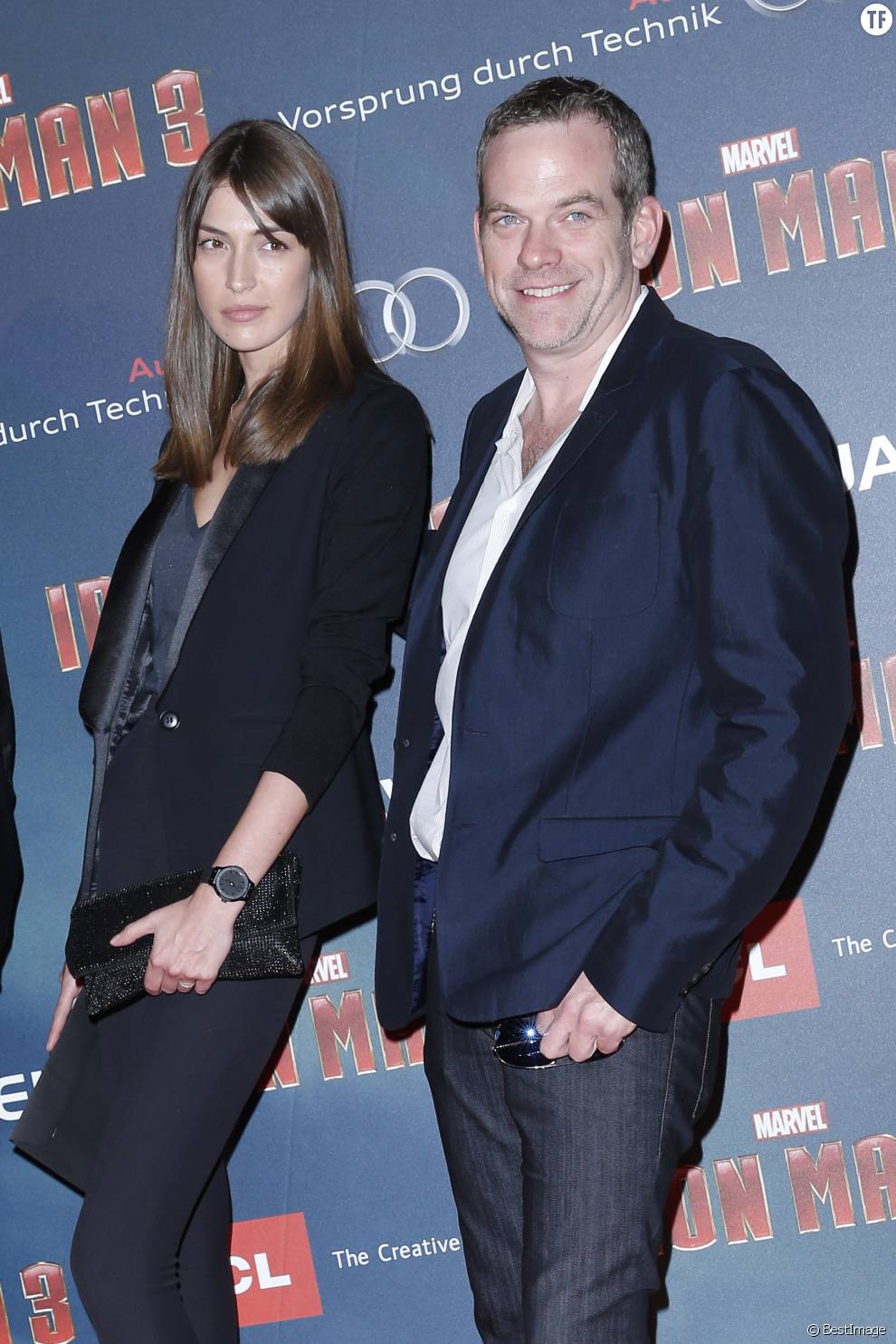  Garou et sa compagne Stephanie Fournier Avant première Parisienne de &quot;Iron Man 3&quot; au Grand Rex le 14 avril 2013  