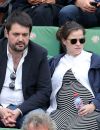  Naissance - Jean-François Piège est papa pour la première fois d'un petit garçon - Jean-François Piège et sa femme Elodie Tavares (enceinte) - People dans les tribunes lors du tournoi de tennis de Roland-Garros à Paris, le 28 mai 2015.  